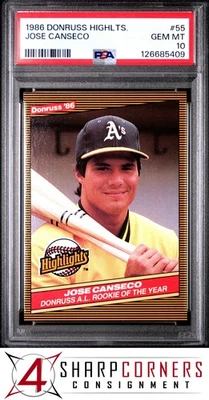 1986 年 DONRUSS Highlights #55 JOSE Canseco RC 运动 PSA 10 — 第 1/3 张图片