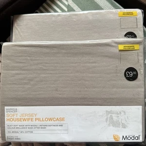 2 Marks & Spencer Soft Jersey Housewife pillowcase -MODAL BNEW IN Latte - Picture 1 of 3