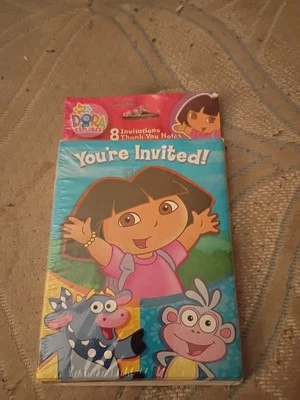 Nickelodeon Dora The Explorer 8 invitaciones de fiesta de cumpleaños + 8 + 8 tarjetas de agradecimiento Foto 1 de 4