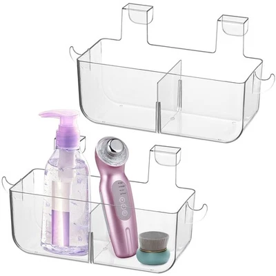 2 Pack Over Cabinet Door Organizer Plastic Storage with 2 Hooks Holder - Image 1 of 4