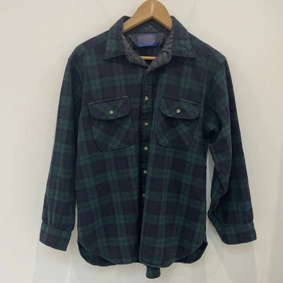 Pendleton Flannel Shirt Womens XL Green Tartan Plaid 100% Wool Made In USA - Image 1 of 4