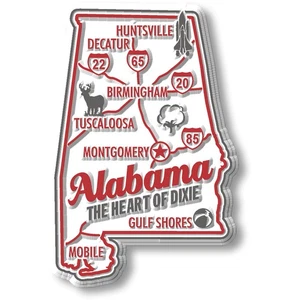 "Imán estatal premium Alabama de imanes clásicos, 1,8"" x 2,8" - Imagen 1 de 5