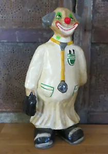 Figura de payaso HAPPY DOCTOR de papel maché vintage moderna de mediados de siglo 15" de alto - Imagen 1 de 8