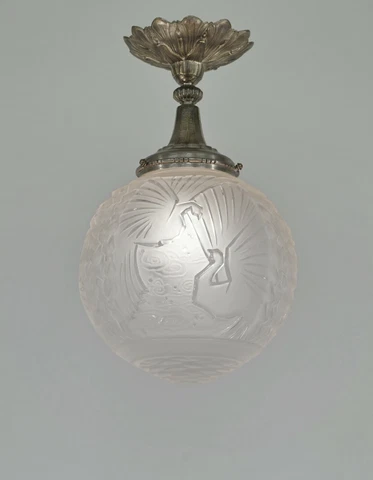 GILLES & MULLER FRERES  French art deco semi flush mount 1930 pendant chandelier Cover