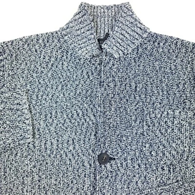 $278 Bloomingdales синий и белый меланж вязаный кардиган свитер мужской размер XL - Изображение 1 из 4