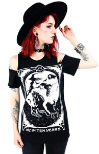 Restyle Me in Ten Years Cold Shoulder Witch Satanic Emo Gothic Punk Top T Shirt