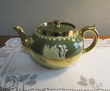 Gibson & Sons  Staffordshire / Gold & Green  Embossed / TEAPOT / Grecian Figures