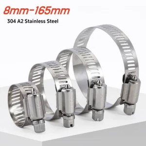 A2 Stainless Steel Hose Clips Worm Drive Hose Clamps,Perforated Band Clamps - Picture 1 of 8