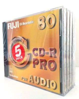 Fuji CD-R Pro 80 - 5 PACK Music / CDR Audio Blank Recordable Disc - New & Sealed - Image 1 of 4