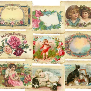 Cartas victorianas, etiquetas, vintage, álbum de recortes, diario, niños, perros - Imagen 1 de 3