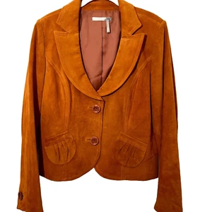 Classiques Entier Women's Suede Jacket Large Leather Tan Fall Western Cowgirl - Picture 1 of 5
