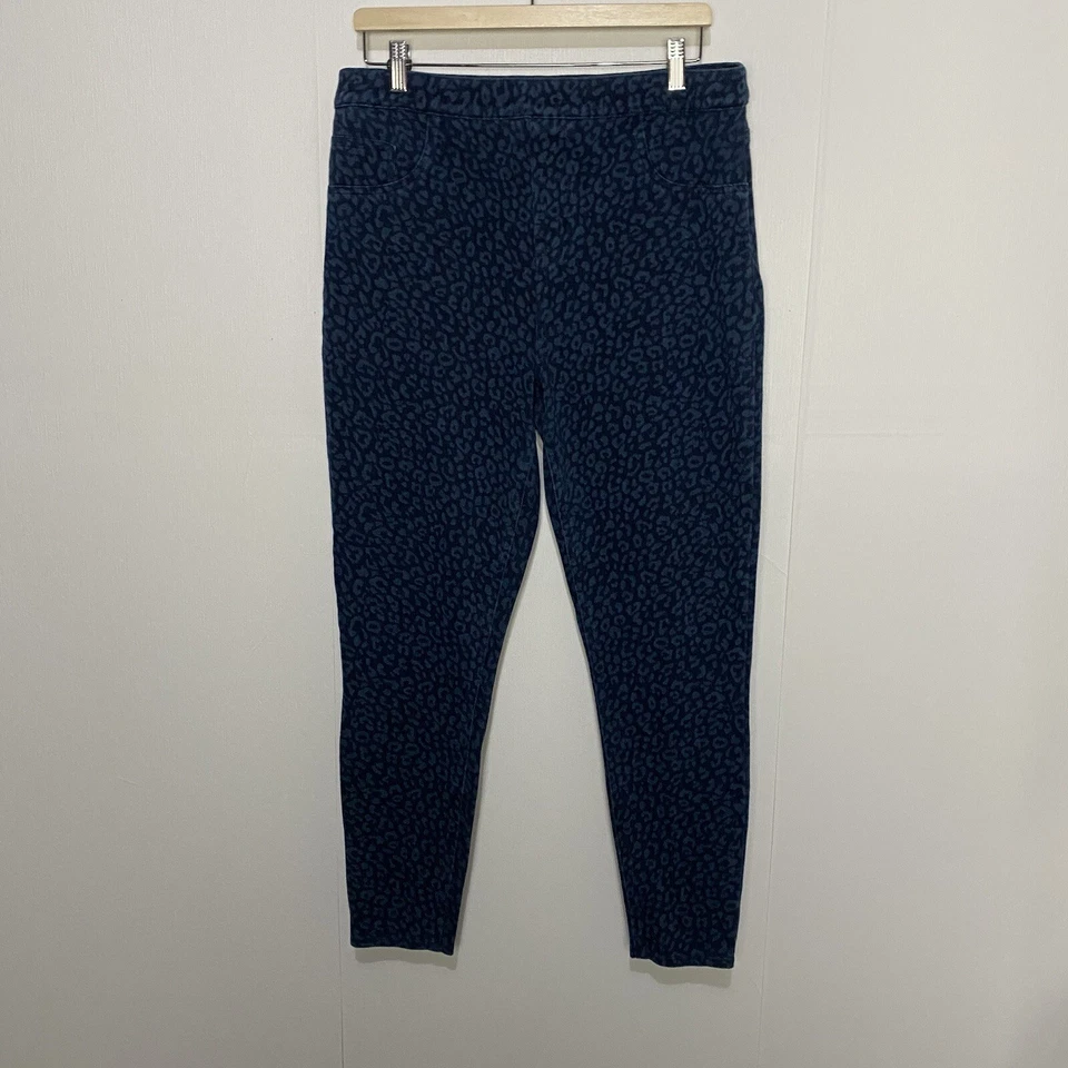 Spanx Women’s Blue Animal Print Stretch Pull-On Cotton Blend Pants Size XL. - Image 1 of 4