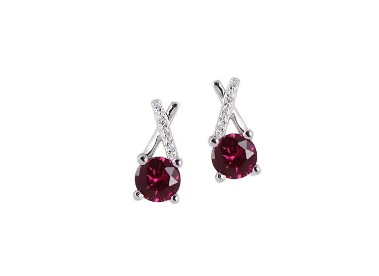 orecchini argento 925 rodiato bluamante zircone rosa punto luce barretta - Immagine 1 di 1