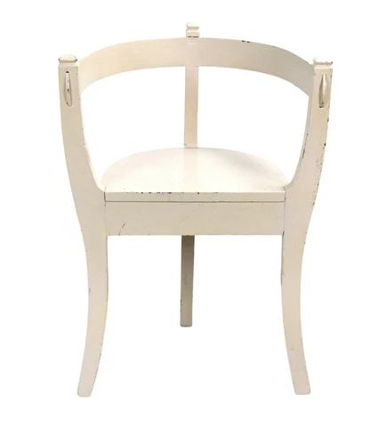 Antique Early 20th Century Handmade White Norwegian Three Legged Chair Cover