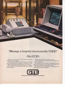 Vintage 1978 GTE Computer and Modem Hospital 2 page Ad - Picture 1 of 1