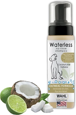 WAHL CLIPPER CORP. Wahl USA Pet Friendly Waterless No Rinse Shampoo for Animals – Oatmeal & Coconut