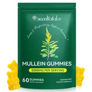 Mullein Leaf Gummy Respiratory & Lung Detox - 60 Gummies - 2000MG Per Serving - Picture 1 of 6