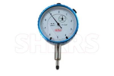 SHARS TOOL .25" Precision Dial Indicator .0001" AGD 2 Graduation Travel Lug Back P]