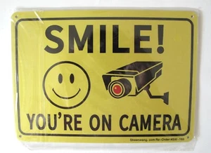 Sheenwang Smile You’re on Aluminum Outdoor / Indoor Camera Sign 2 Pack - Picture 1 of 1