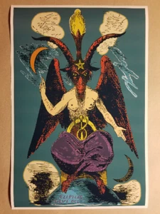 Baphomet Goat Poster Print Satanic Old Dark Comic Book Style Worship Poster - Picture 1 of 1