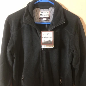 NWT Women Small Double Diamond Thermal Fleece Zip Jacket Black Zip Pockets Logo - Picture 1 of 14