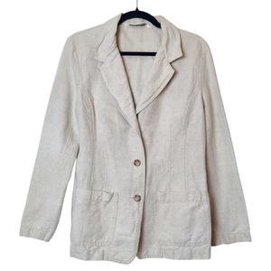 Vintage Laura Ashley Linen Cotton Blend Beige Blazer Size 6 Coastal Shabby Chic - Picture 1 of 11