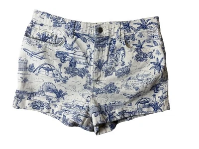 American Apparel Denim Blue Toile LA California Print Shorts Sz 32 Women's 14 - Image 1 of 4
