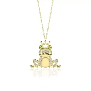 2 Ct Round Cut Simulated Peridot Fancy Frog Shape Pendant 14k Yellow Gold Plated - Picture 1 of 10