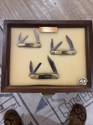 New 3 Knife Set Hand Engraved Case Whittler Series 1983 W Gold 5308,5383,5380 - Image 1 of 4