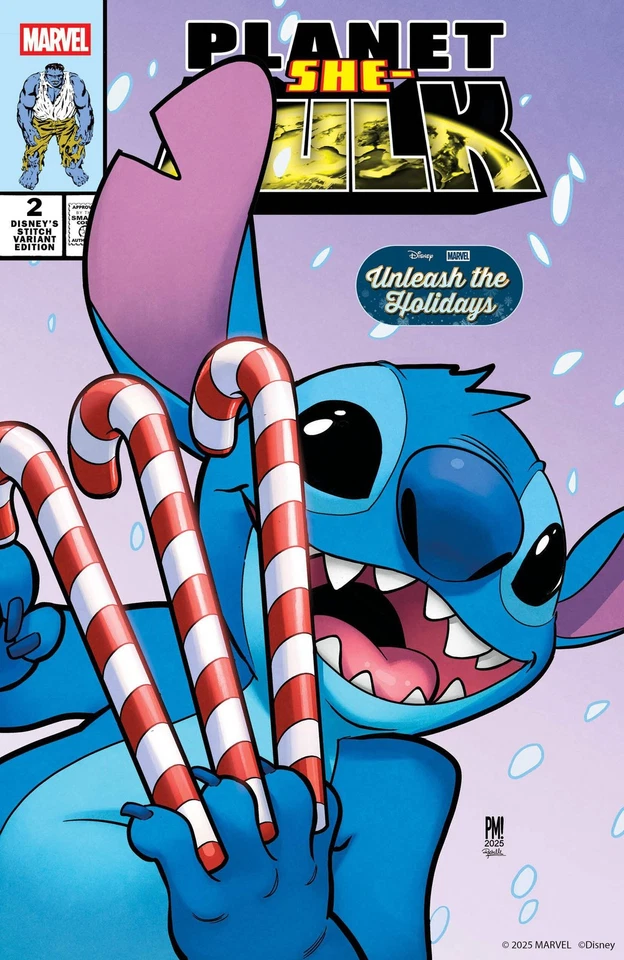 MARVEL COMICS Planet She Hulk #2 Paco Medina Disney Stitch Unleash The Holidays Variant (NM)