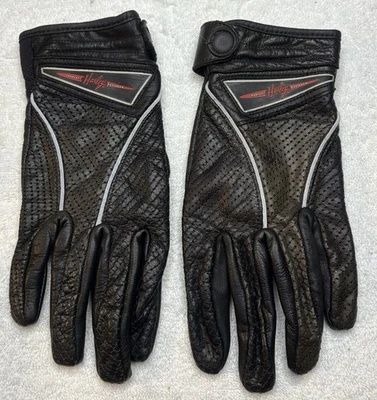 Harley Davidson Womens Small Perforated Leather Full Finger Gloves 97274-07VW - Image 1 of 4
