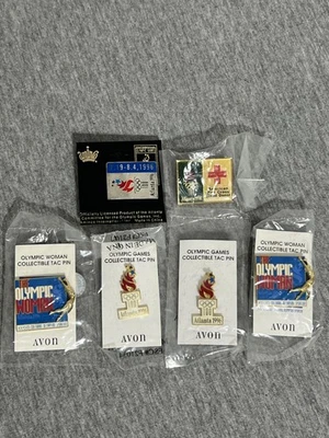 Vintage Atlanta 1996 Olympic Games Pins Lot of 6 Enamel Avon Aminco Red Cross - Image 1 of 4