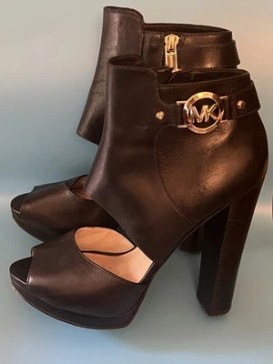 Michael Kors Black Vachetta Leather Peep Toe Ankle Boot Size 8, Heels/Shoes - Image 1 of 4