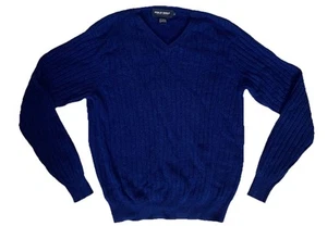 Vintage Polo Golf Ralph Lauren Lambswool Sweater Women’s Medium NavyBlue Ribbed - Picture 1 of 9