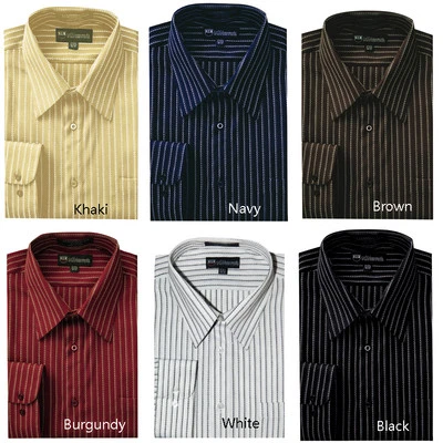 Camicia uomo classica elegante a righe causale elegante 6 colori taglia 151/2 ~20 1/2  - Immagine 1 di 3
