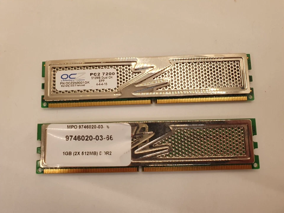 OCZ PC2 7200 512MB DUAL CH EPP DDR2 RAM MEMORY X 2 - Image 1 of 1