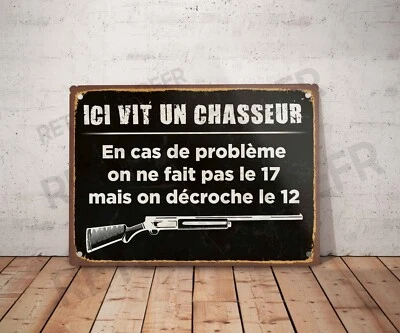 Vintage Metal Plaque Here Lives A Hunter Sign Panel Decoration Decor on the 12th - Image 1 of 3