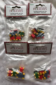 Vintage Darice Lot of 4 Packages Small Wooden Train Ornaments - Picture 1 of 4