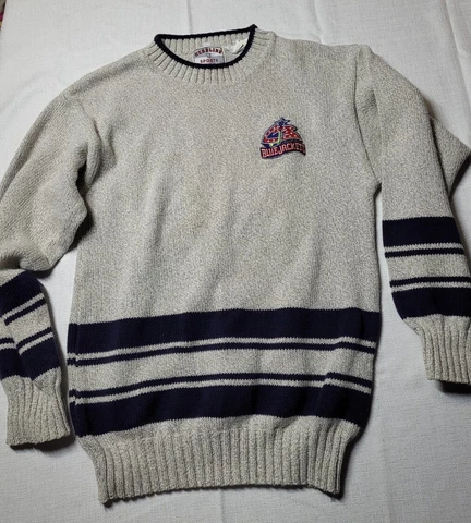 Vintage Y2K NHL Hockey Early Columbus Blue Jackets Knit Sweater Size Small Logo Cover