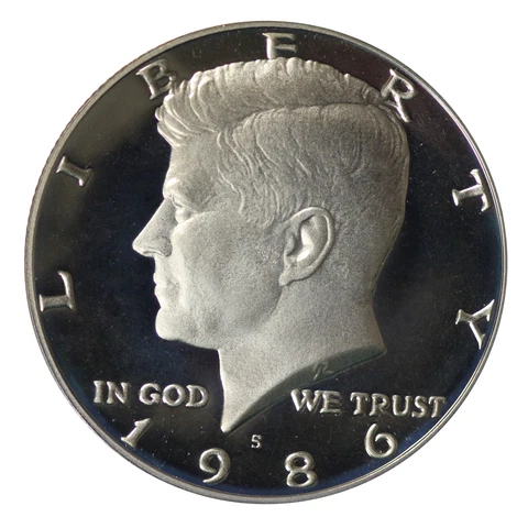 1986 S Kennedy Half Dollar Gem Deep Cameo Proof CN-Clad Cover