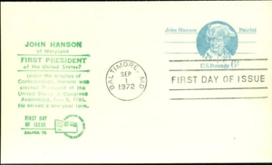 1972 FDC Paid Reply Card - Scott# UY23 (green) - AFDCS Cachet  UA - Picture 1 of 1