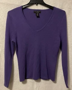 Sarah Spencer Italian Merino Wool Sweater Long Sleeve V-Neck Purple Size 1X - Picture 1 of 7