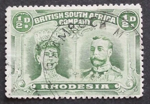 Rhodesia Double Head Halfpenny with SHAMROCK M (Skeleton) postmark - Picture 1 of 1