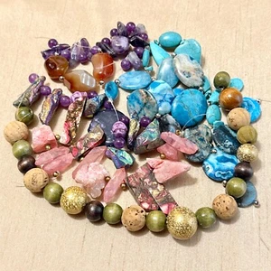 Custom Beads Gemstone Lot: Agate, Druzy Quartz, Carnelian, Amethyst - 8 Strands - Picture 1 of 6