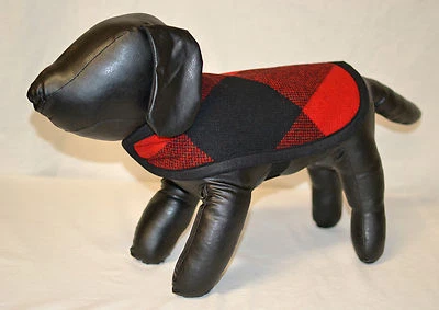 Buffalo Plaid DOG COAT red black xs small sweater jacket Wool blanket rob roy   - Image 1 of 4
