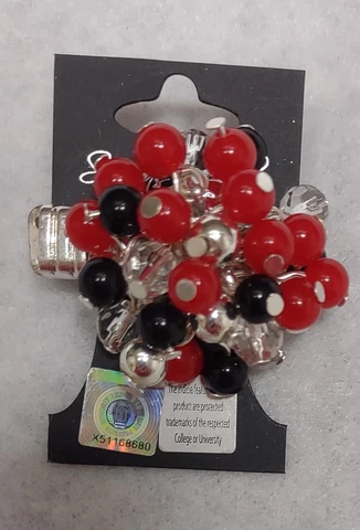 Georgia Bulldogs Team Colored Red/Black/Silver Bauble Stretch Ring- OSFM Cover