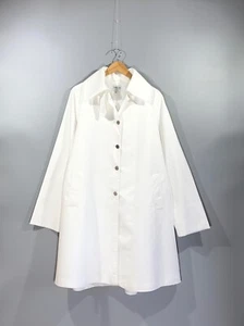 GIORGIO ARMANI COLLEZIONI Women's White Cotton Metal Button Up Trench Coat Sz 46 - Picture 1 of 23