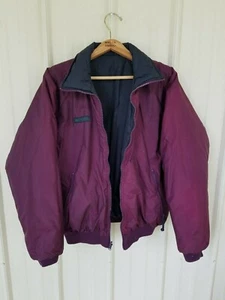 Columbia sportswear men jacket M bomber reversible black/ purple zip front+poc  - Picture 1 of 7