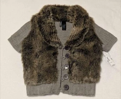 Bisou Bisou Brown Faux Fur Vest - Image 1 of 3