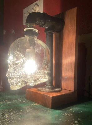 Crystal Skull Lamp. Custom Made From 750 Ml Bottle Of Crystal Skull Vodka - Image 1 of 4